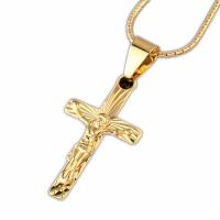 Brass Jewelry Pendants, Crucifix Cross, fashion jewelry & Unisex, golden 