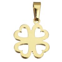 Stainless Steel, Four Leaf Clover, gold color plated, hollow Approx 