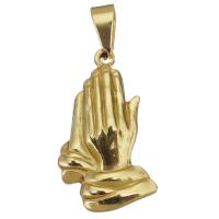 Stainless Steel Jewelry Charm, Hand, gold color plated Approx 