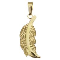 Stainless Steel Feather Pendant, gold color plated Approx 