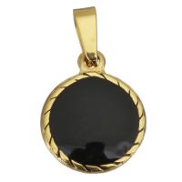 Enamel Stainless Steel Pendant, gold color plated Approx 