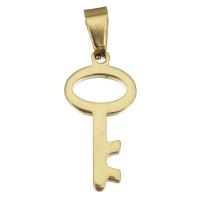 Stainless Steel Key Pendants, gold color plated Approx 