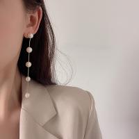 Brass Drop Earring, with Plastic Pearl, fashion jewelry, golden, 10.5cm 
