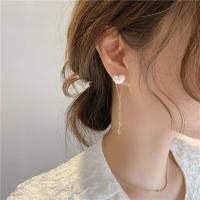 Zinc Alloy Drop Earring, with Plastic Pearl, fashion jewelry, golden, 6CM 