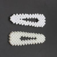Hair Clip Cabochon Finding, Plastic Pearl, DIY, white, 76*26*4mm 