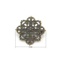 Brass Brooch Finding, Flower, antique bronze color plated, hollow 