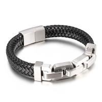 Men Bracelet, Faux Leather, with Titanium Steel, plated, for man 13mm 