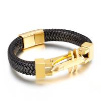 Men Bracelet, Faux Leather, with Titanium Steel, plated, for man 21mm 