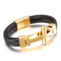 Men Bracelet, Faux Leather, with Titanium Steel, plated, for man 26mm 