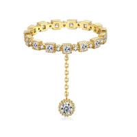 Rhinestone Brass Finger Ring, fashion jewelry & with rhinestone, golden 