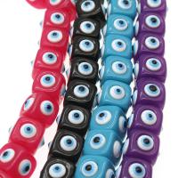 Perles en résine de mauvais œil, Carré, différentes couleurs et motifs pour le choix & DIY, plus de couleurs à choisir, 12*12mm Environ 5mm, Vendu par PC