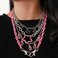 Mode-Multi-Layer-Halskette, Kunststoff, Halskette, mit Harz, Bär, plattiert, 4 Stück & Modeschmuck & für Frau, 32-42cm, verkauft von PC