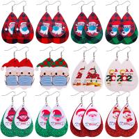 Christmas Earrings, PU Leather, with Zinc Alloy, printing, Christmas jewelry  & for woman 