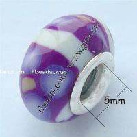 European Porcelain Beads , Rondelle, sterling silver double core without troll, purple 