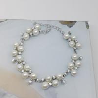 Zinc Alloy Rhinestone Bracelets, ABS Plastic Pearl, with Zinc Alloy, plated, fashion jewelry & with rhinestone 20cmX2cm 