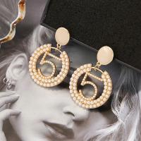 Boucle d'oreille goutte argent sterling, perle de plastique, avec alliage de zinc, Placage de couleur d'or, bijoux de mode & pour femme, 4.5cmX3cm, Vendu par paire