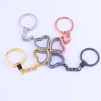 Zinc Alloy Locket Key Chain, plated, DIY & with rhinestone 