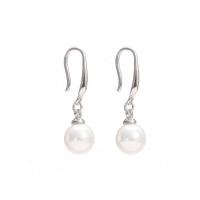 Zinc Alloy Drop Earring, with Plastic Pearl, silver color plated, fashion jewelry & for woman, white 