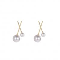 Zinc Alloy Stud Earring, with Plastic Pearl, fashion jewelry 