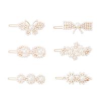 Hair Clip, Zinc Alloy, with Plastic Pearl, gold color plated, fashion jewelry & for woman 