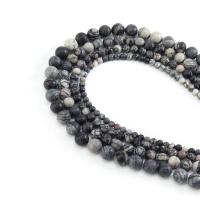 Einzelne Edelstein Perlen, rund, DIY & verschiedene Größen vorhanden, schwarz, verkauft von Strang