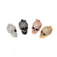 Cubic Zirconia Micro Pave Brass Pendant, with Cubic Zirconia, Skull, plated & DIY & micro pave cubic zirconia 17*9*10mm Approx 1mm 