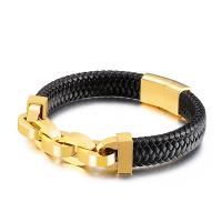 Men Bracelet, Faux Leather, with Titanium Steel, plated, for man 12mm 