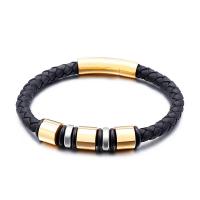 Men Bracelet, Faux Leather, with Titanium Steel, plated, for man 10mm 