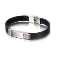 Men Bracelet, Faux Leather, with Titanium Steel, plated, for man 