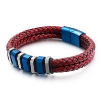 Men Bracelet, Faux Leather, with Titanium Steel, plated, for man 