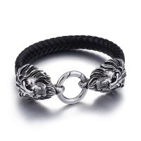 Men Bracelet, Faux Leather, with Titanium Steel, plated & for man 26mm 