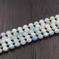 Aquamarin Perlen, poliert, DIY & verschiedene Größen vorhanden & facettierte, hellblau, verkauft von Strang