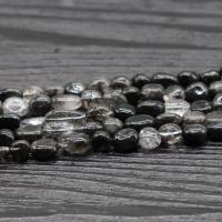 Rutilquarz Perlen, Schwarzer Rutilquarz, poliert, DIY & verschiedene Größen vorhanden, schwarz, verkauft von Strang