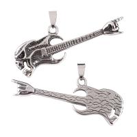 Stainless Steel Musical Instrument and Note Pendant, Guitar, plated 