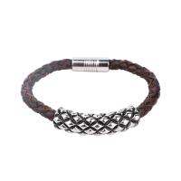 PU Leather Cord Bracelets, Stainless Steel, with PU Leather, Unisex Approx 8.07 Inch 