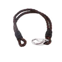 Leatheroid Cord Bracelets, Stainless Steel, with Leather, Unisex Approx 8.66 Inch 