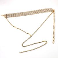 Fashion Choker Necklace, Zinc Alloy, plated, for woman & with rhinestone 22.5+6cm 