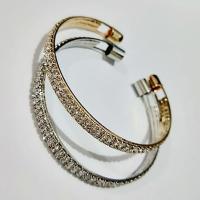 Zinc Alloy Cuff Bangle, plated, for woman & with rhinestone 65mm 