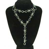 Multi слой ожерелье, цинковый сплав, плакирован серебром, Мужская, черный длина:14.9 дюймовый, продается Strand