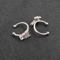 Earring Cuff and Wraps, Brass, Butterfly, plated, DIY & micro pave cubic zirconia, silver color, 9*9*1mm 
