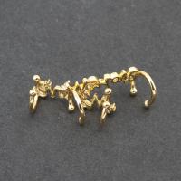 Brass Earring Clip, Alphabet Letter, plated, DIY & micro pave cubic zirconia, golden, 20*8*3mm 