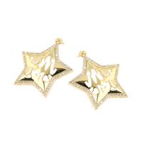 Cubic Zirconia Micro Pave Brass Pendant, Star, plated, fashion jewelry & DIY, golden, 30*28.5*3.5mm 