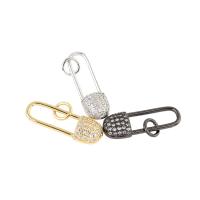 Cubic Zirconia Micro Pave Brass Pendant, Lock, plated, fashion jewelry & DIY 22.5*7*3mm 