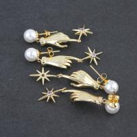 Brass Drop Earring, Hand, plated, fashion jewelry & DIY, golden, 46.5*10*5mm 
