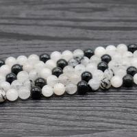 Rutilquarz Perlen, Schwarzer Rutilquarz, rund, poliert, DIY & verschiedene Größen vorhanden, verkauft von Strang