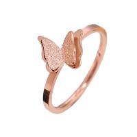 Titanium Steel Finger Ring, plated, fashion jewelry, rose gold color, 1.5mmX1.4mm 