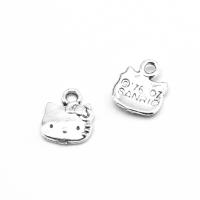 Zinc Alloy Animal Pendants, Cat, plated & DIY, metallic color plated, 10*7*1mm Approx 1mm 