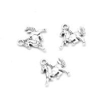 Zinc Alloy Animal Pendants, Horse, plated & DIY, metallic color plated, 13*11*1mm Approx 1mm 