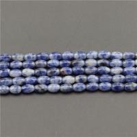 Blue Speckle Stone Abalorio, Tambor, pulido, Bricolaje, 4x6mm, Vendido por Sarta