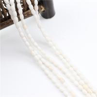 weiße Jade Perle, Tropfen, poliert, DIY, weiß, 4x6mm, verkauft von Strang